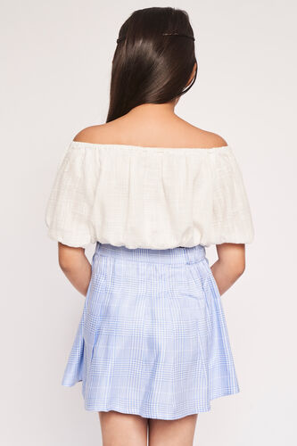 White & Blue Self Design Flared Set, , image 5